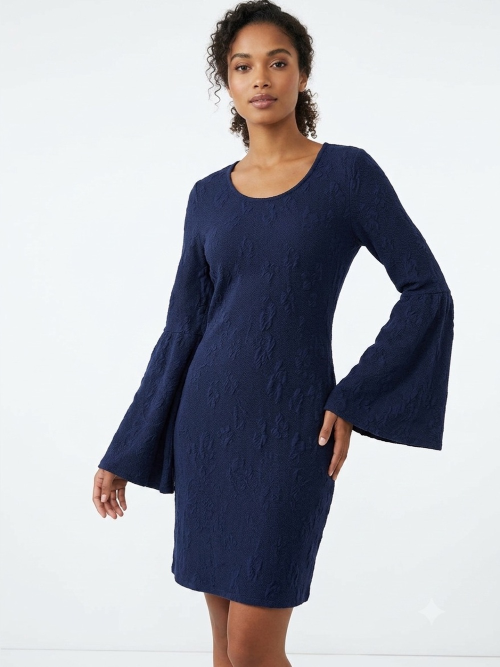 love, Fire Navy Textured Long-Sleeve Knit Dress